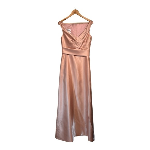 Alfred Sung Off the Shoulder Satin Gown in Toasted Sugar NWT - Picture 6 of 9